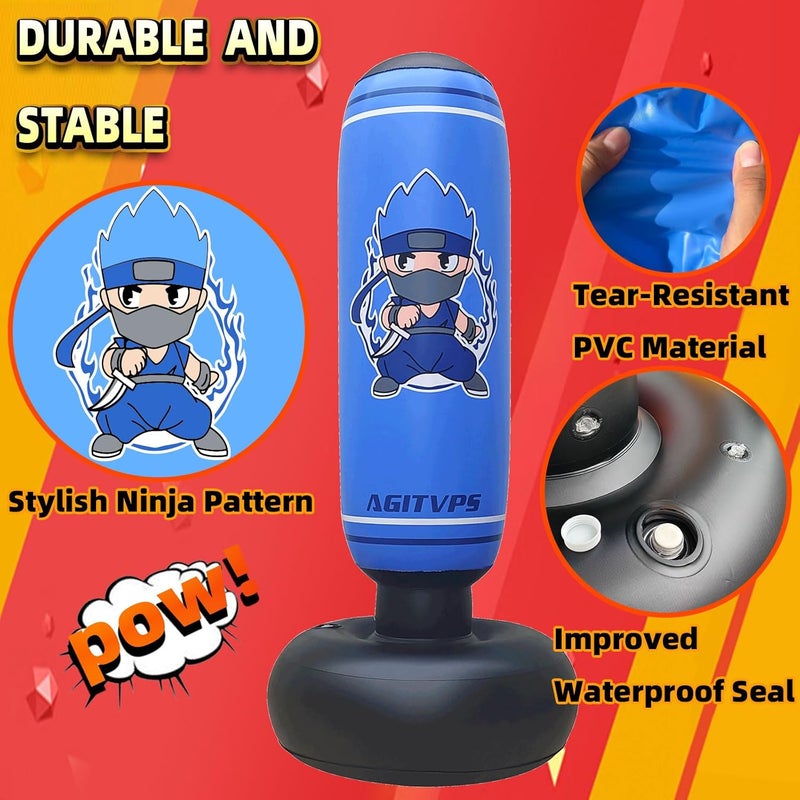 AGITVPS Inflatable Punching Bag Set, 66" Punching Bag for Boys & Girls Aged 8-12 with Kids Boxing Gloves, Super Air Pump | Suitable for Children's Daily Exercise, Happy Family Time - Image 2